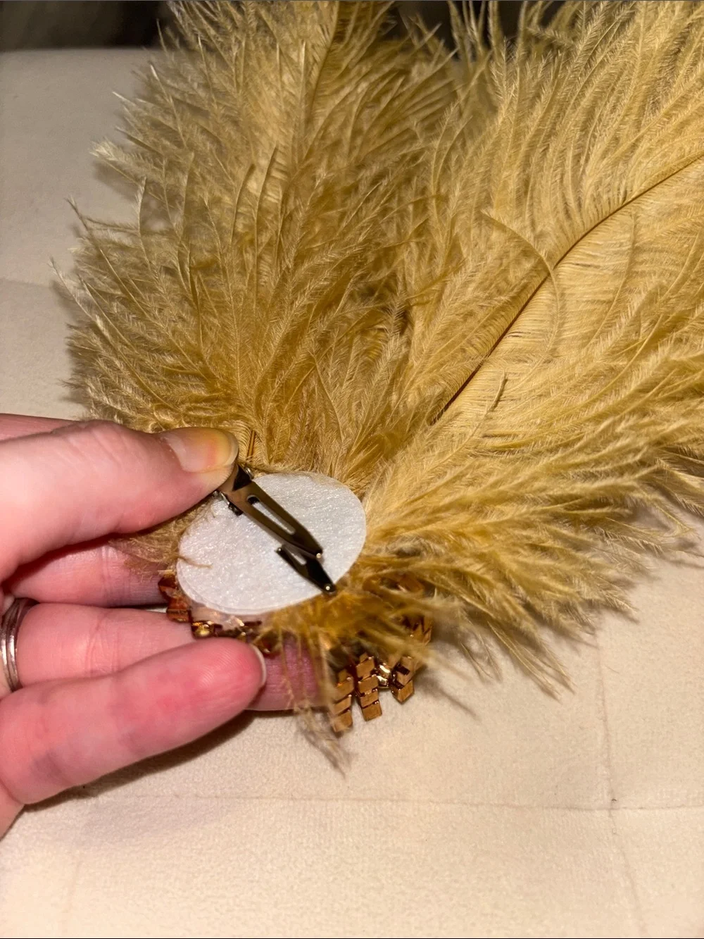 Gold Feather and Crystal Bridal Hair Clip